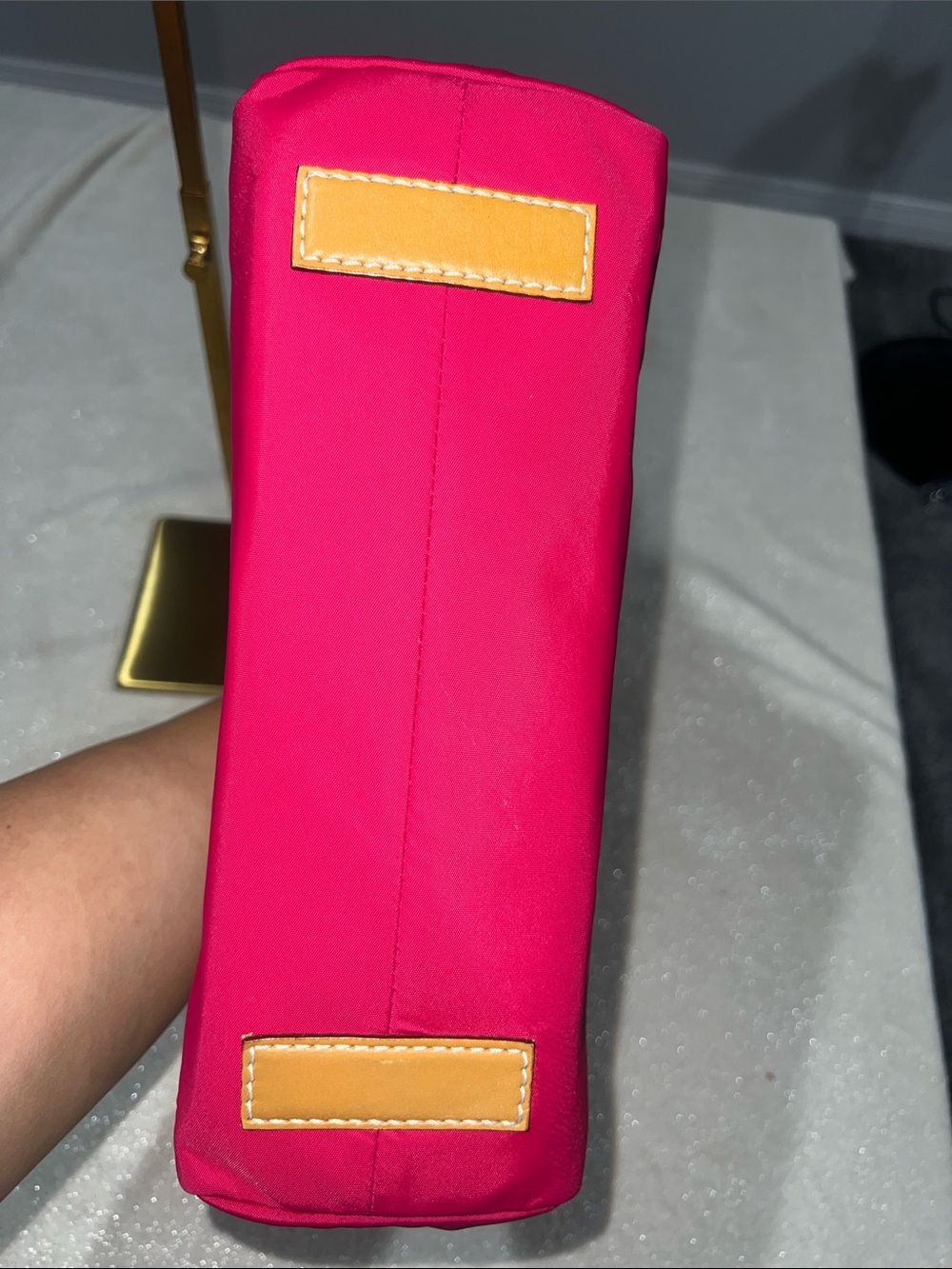 kate spade  bag in raspberry pink with tan leather straps-EUC - Picture 4 of 5